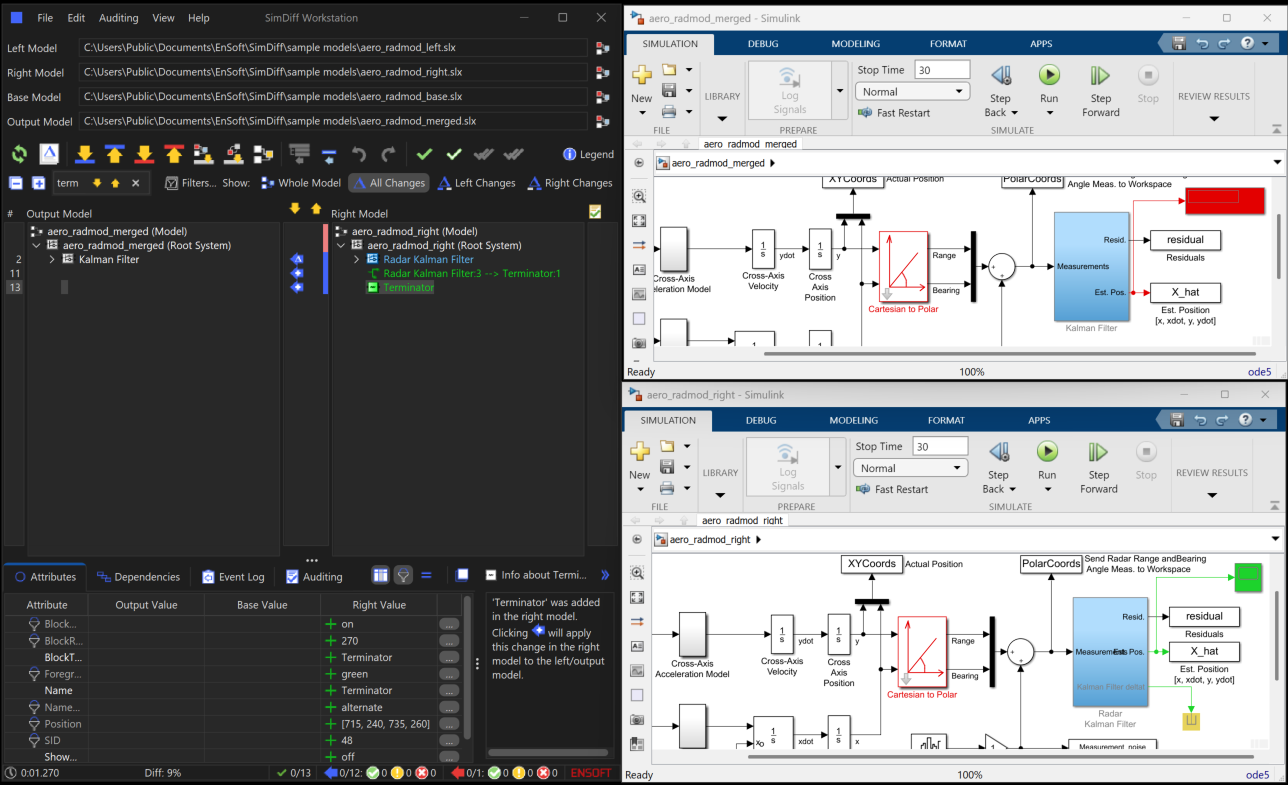 Merging a Terminator block change in SimDiff