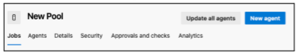 Agent pool page with the Jobs tab selected and the New agent button