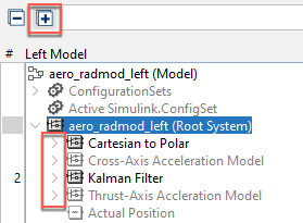 SimDiff model tree with the Expand all button and the root system selected, showing collapsed subsystems underneath