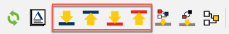 SimDiff toolbar buttons for the next and previous difference and the next and previous conflict